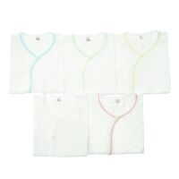 Bộ 5 Áo cài giữa sơ sinh trắng viền chỉ Nanio AD069 -  size 1 ,  0-3 tháng