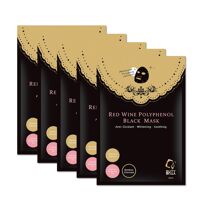 Bộ 5 mặt nạ đen rượu vang đỏ BUTYBUTY USA Red Wine Polyphenol Black Mask