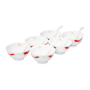 Bộ 6 chén 6 muỗng Bone Porcelain 12287