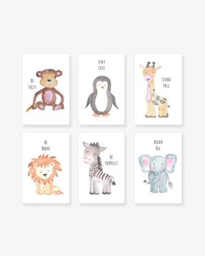Bộ 6 tranh Animal Watercolor