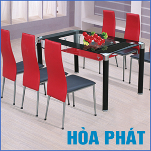 Bộ bàn ăn kính Hòa Phát B64+G64