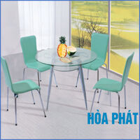 Bộ bàn ăn kính Hòa Phát B66+G66