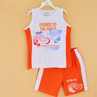 Bộ bé trai hình xe trắng cam Vaninice - đại