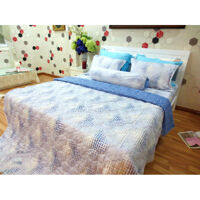 Bộ chăn drap lụa satin phủ chần gòn Jamion KST68 160 200 x 200 x 27