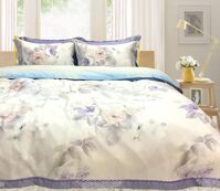 Bộ chăn ga gối chần thêu lụa tencel tơ tằm Hàn Quốc Julia 857 - 180X200- Bộ 5 món chăn chần gòn