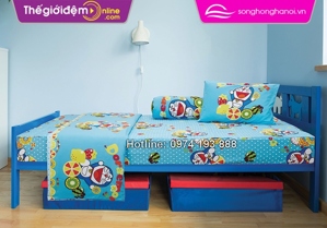 Bộ chăn ga gối chun Doraemon Sông Hồng D15 012 120 x 200cm