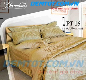 Bộ chăn ga gối Dreamland cotton lụa NK PT16