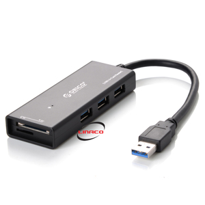 Bộ chia USB ORICO H33TS-U2 tích hợp đầu đọc thẻ