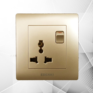 Bộ công tắc kèm ổ cắm đơn Edenki EE-003S-G