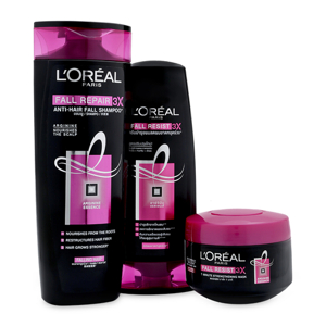 Bộ dầu gội, dầu xả và kem ủ tóc ngăn gãy rụng L'Oreal Fall Repair