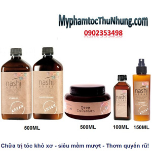 Bộ dầu gội xả hấp xịt dưỡng tinh dầu Nashi Argan đẳng cấp số 1 phục hồi tóc hư tổn khô xơ