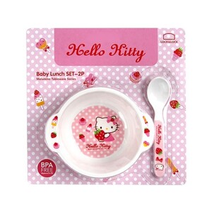 Bộ đồ ăn cho bé Set 2P bằng nhựa melamin Hello Kitty Lock & Lock LKT453S2