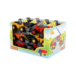 Bộ đồ chơi 18 xe xúc lật kèm hộp trưng bày Polesie Toys