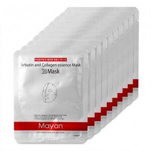 Bộ mặt nạ dưỡng trắng da & chống lão hóa Mayan 3D Arbutin & Collagen Essence Mask 10 gói/bộ