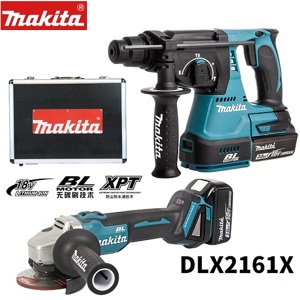 Bộ máy khoan, máy mài góc dùng pin Makita DLX2161X