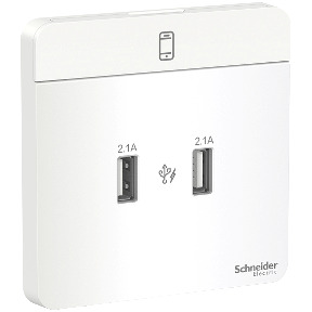 Bộ ổ sạc USB đôi Schneider AvatarON E8332USB_WE_G19