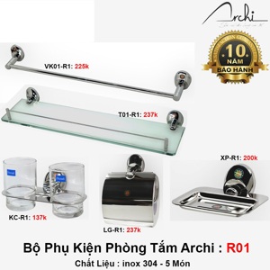 Bộ phụ kiện phòng tắm inox ARCHI R01