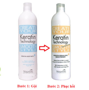 Bộ phục hồi tóc khô hư tổn Nouvelle Kem Keratin - 500ml