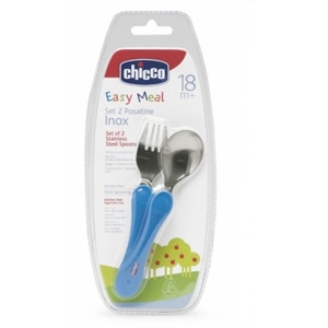 Bộ thìa đôi inox Chicco cho bé trên 18 tháng