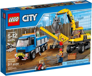 Bộ xếp hình Bộ đôi xe đào đất và xe Ben Lego City 60075