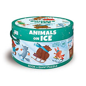 Bộ xếp hình hộp tròn 30 mảnh Động Vật Bắc Cực của hãng SASSI JUNIOR Puzzle Animals on ICE