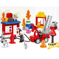 Bộ đồ chơi xếp hình Lego Duplo HUIMEI HM077 - Lắp Ráp Cứu Hỏa 52 Chi Tiết