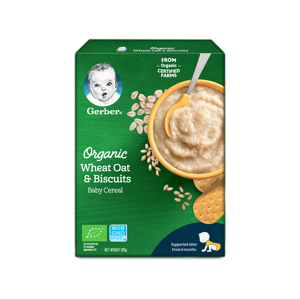 Bột ăn dặm Gerber Organic lúa mì yến mạch bánh quy 200g (Từ 6 tháng)