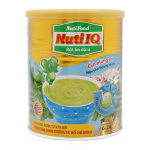 Bột ăn dặm vị ếch, mùng tơi NutiFood Nuti IQ - hộp 350g (dành cho trẻ từ 6-24 tháng tuổi)