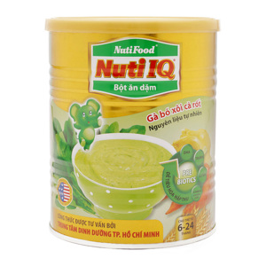 Bột ăn dặm vị gà, bó xôi, cà rốt NutiFood Nuti IQ - hộp 350g (dành cho trẻ từ 6-24 tháng tuổi)