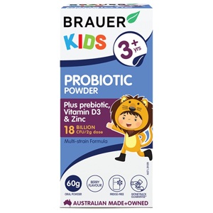 Bột men vi sinh cho trẻ trên 3 tuổi Brauer Kids Probiotic Powder 60g