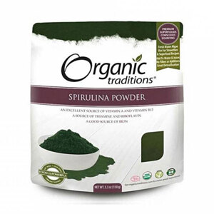 Bột tảo xoắn spirulina hữu cơ Organic Traditions 150g