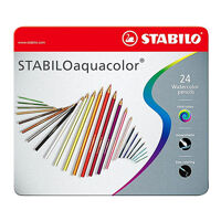 Bút chì màu nước Stabilo Aquacolor CLW1624M - Hộp sắt 24 màu​