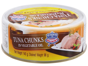 Cá ngừ ngâm dầu xắt khúc Sea Crown hộp 140g