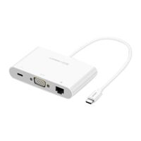 Cáp chuyển đổi USB-C to VGA + Hub USB 2.0 hỗ trợ Lan 10/100Mbps Ugreen 30439