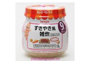 Cháo ăn dặm Kewpie thịt bò hầm rau củ kiểu sukiyaki cho bé 9 tháng tuổi