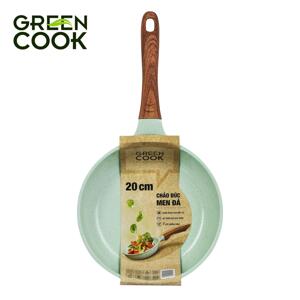 Chảo đúc đáy từ chống dính men đá ceramic xanh ngọc 20 cm Green Cook GCP06-20IH