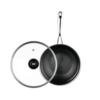 Chảo sâu Noon Song inox 3 lớp đáy từ nắp kính chống dính 2 mặt KimsCook N232MZ (32cm)