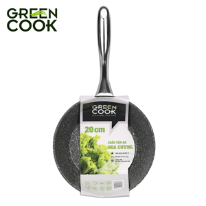 Chảo sâu vân đá hoa cương đáy từ chống dính Green Cook GCP08-20IH size 20 cm