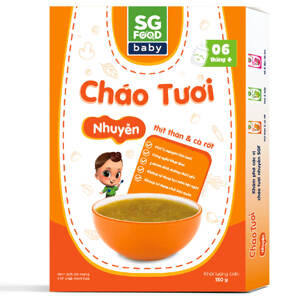 Cháo tươi trẻ em SG Food nhuyễn thịt thăn cà rốt hộp 150g