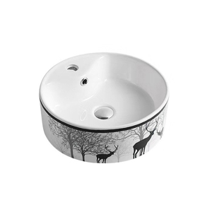 Chậu lavabo đặt bàn tròn hoa văn hươu Navier NV-432