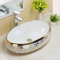 Chậu lavabo đặt bàn vân đá bầu dục KB-065C