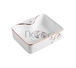 Chậu lavabo đặt bàn vuông họa tiết hoa Navier NV-431