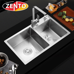 Chậu rửa bát inox 2 hố lệch zento HD8045-304