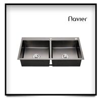 Chậu rửa chén nano đen 2 hộc đều nhau Navier NV-8245DD