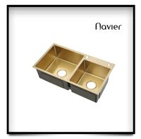 Chậu rửa chén nano vàng 2 hộc lệch Navier NV-8245LV