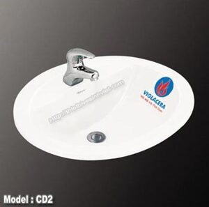 Chậu rửa Lavabo đặt trên bàn đá Viglacera CD2