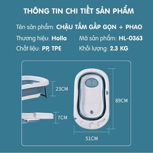 Chậu tắm gấp gọn kèm phao chính hãng Holla HL-0363