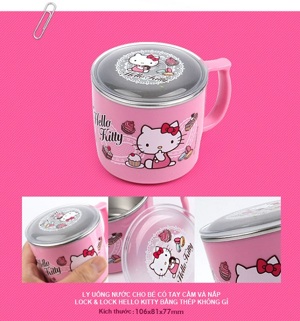 Cốc có nắp đậy Lock&Lock LKT483 Hello Kitty Lace 106 x 81 x 77 mm