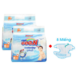 Combo 2  bỉm-tã dán Goo.N Jumbo Slim L32 (dành cho trẻ 9-14kg)