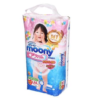 Combo 2 gói tã - bỉm quần Moony L44 cho bé gái